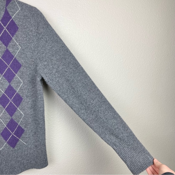 Apt.9 Women's Medium 100% Cashmere Argyle Button Front Cardigan Sweater Academia - Picture 5 of 16